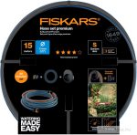   Fiskars Locsolótömlő szett, 13 mm-es (1/2) tömlővel, tartóval 15 m Q4