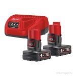   Milwaukee M12NRG-402  M12™ NRG SZETT (2 X 4,0 AH AKKUMULÁTOR ÉS C12 C TÖLTŐ)